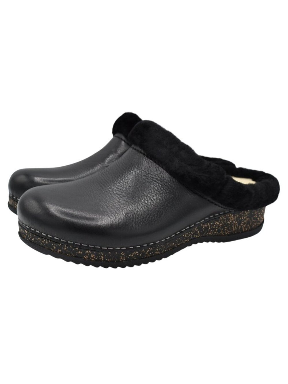 Dansko Womens EU 41 Magda Waxy Milled Black Leather Shearling Lined Mules Shoes